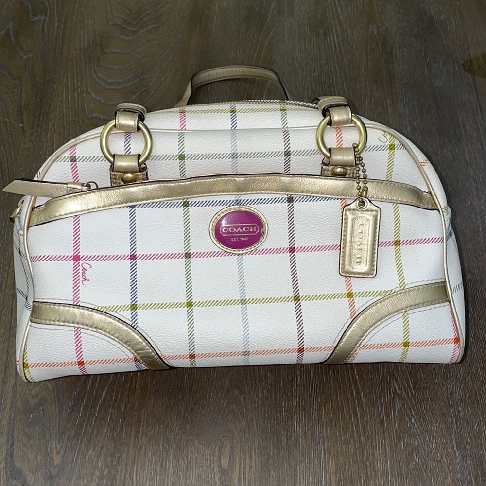 Coach handbag white and multicolor